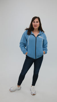 Norwegian "Grey" Fjord Horse Full Zip Dusty Blue Hoodie