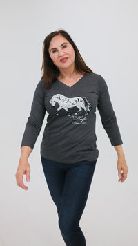 Norwegian "Grey" Fjord Horse 3/4 Sleeve T-Shirt