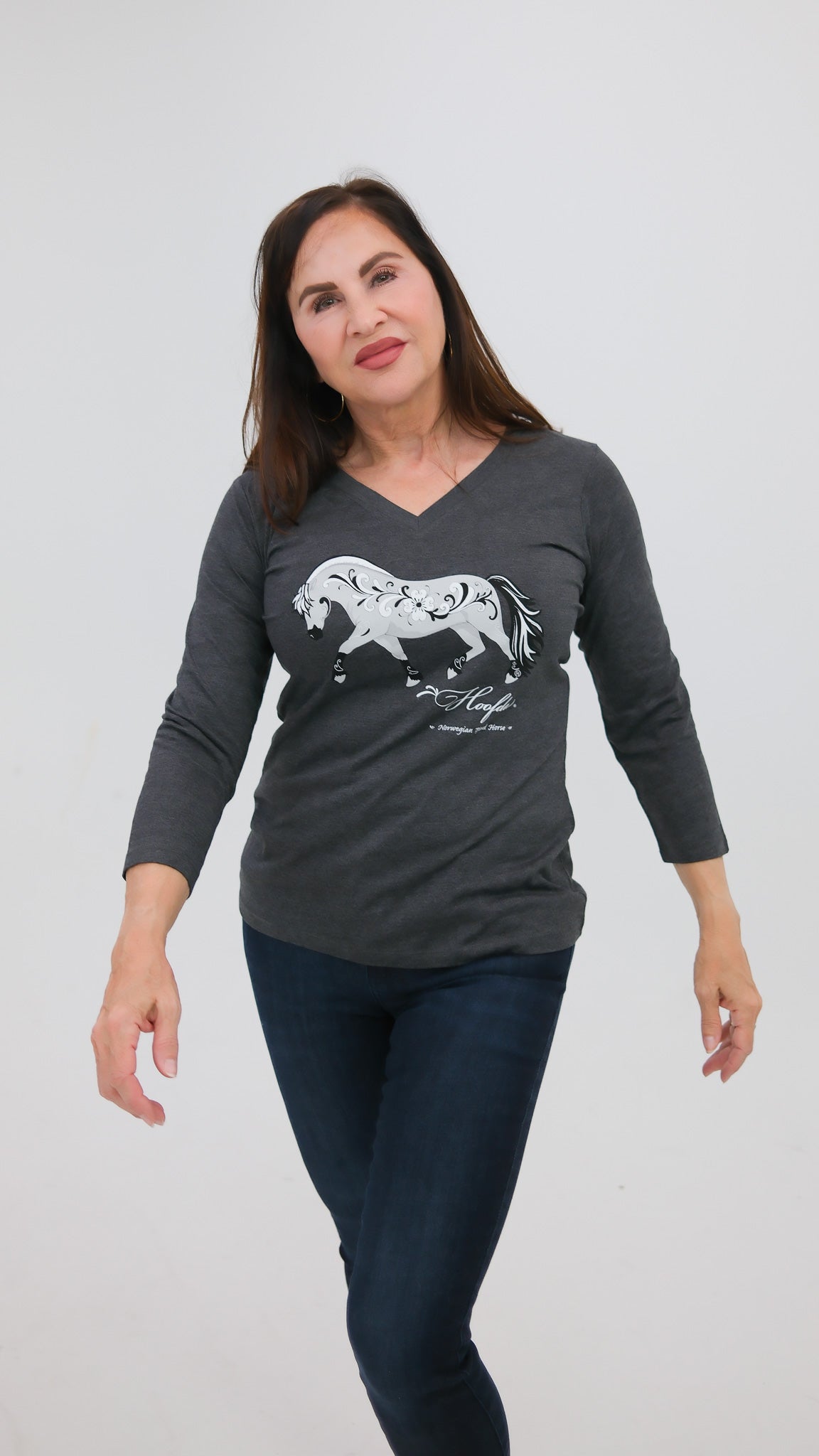 Norwegian "Grey" Fjord Horse 3/4 Sleeve T-Shirt