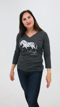 Norwegian "Grey" Fjord Horse 3/4 Sleeve T-Shirt