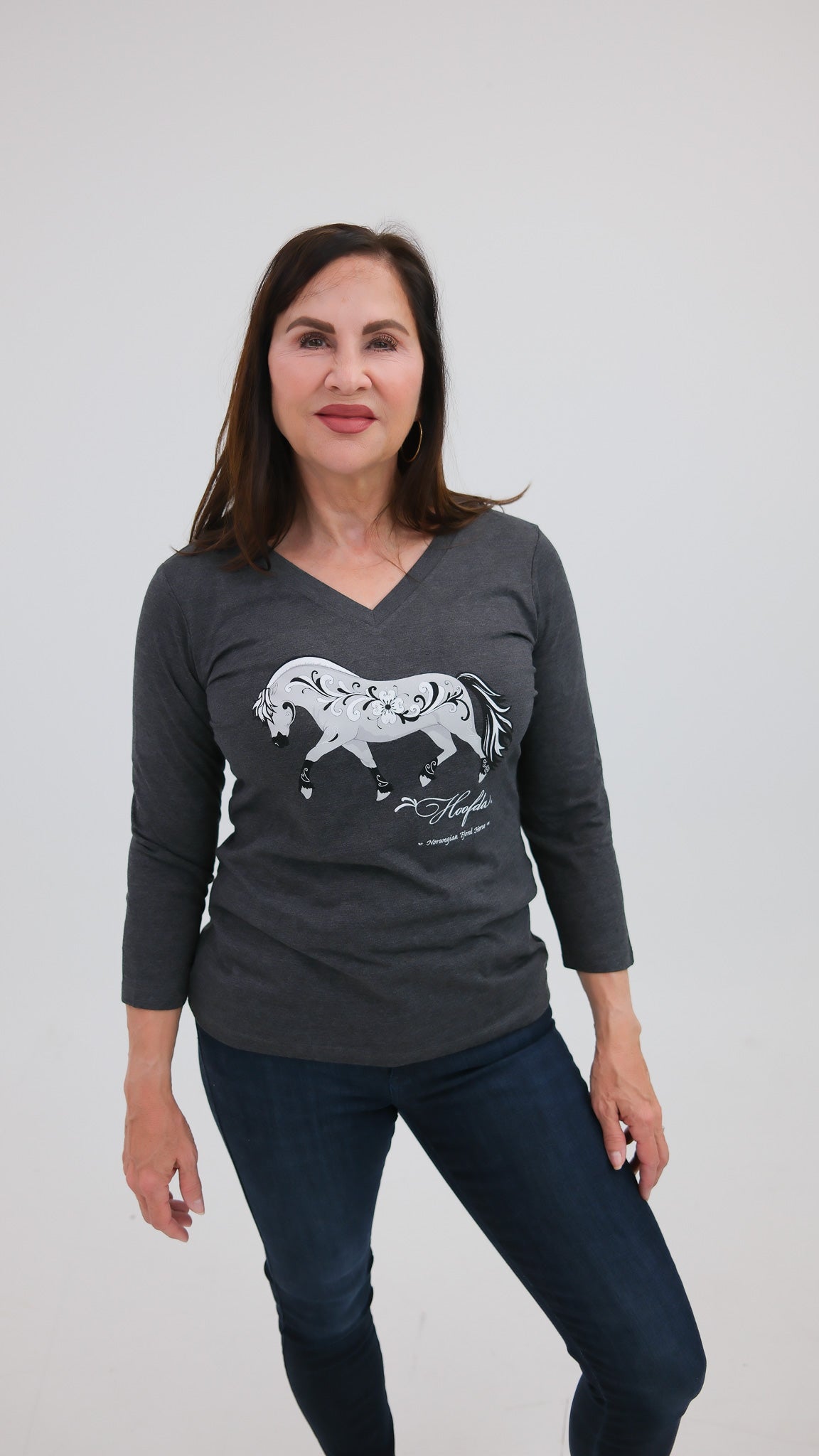 Norwegian "Grey" Fjord Horse 3/4 Sleeve T-Shirt