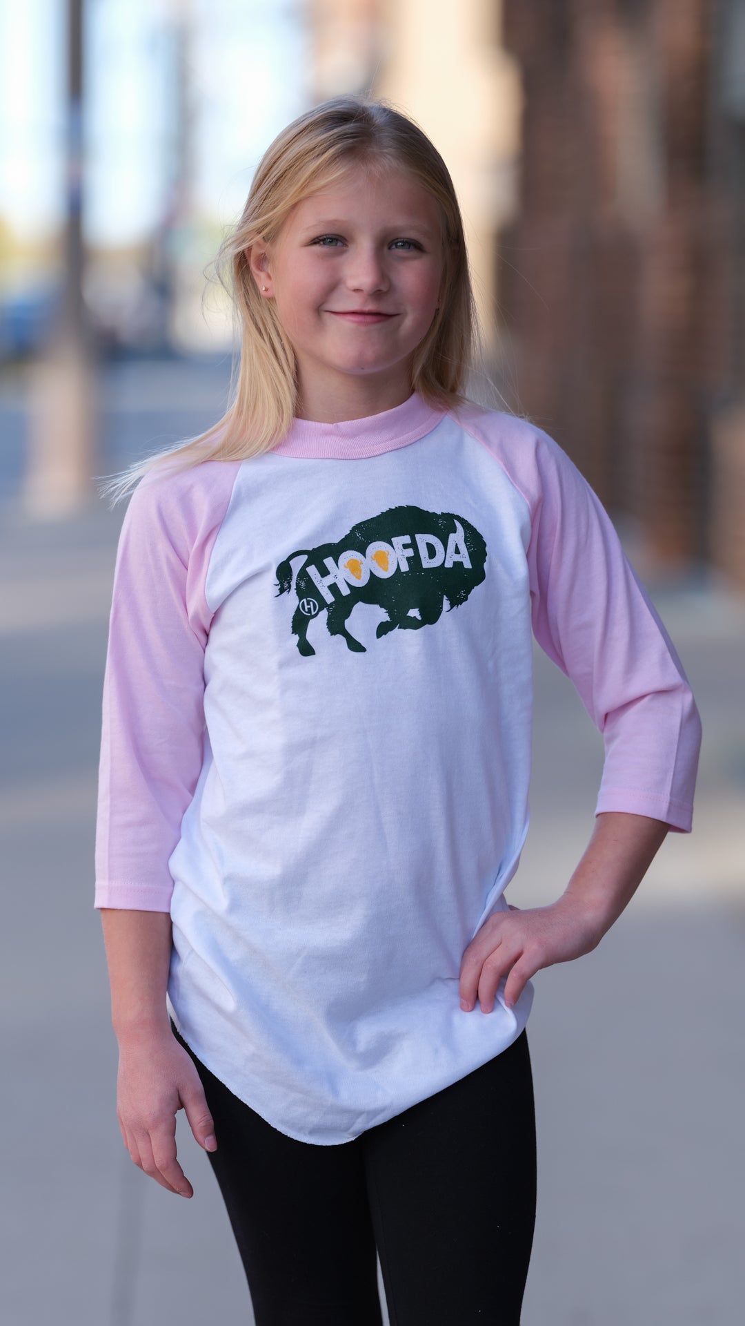 Bison Youth Pink Baseball T-Shirt