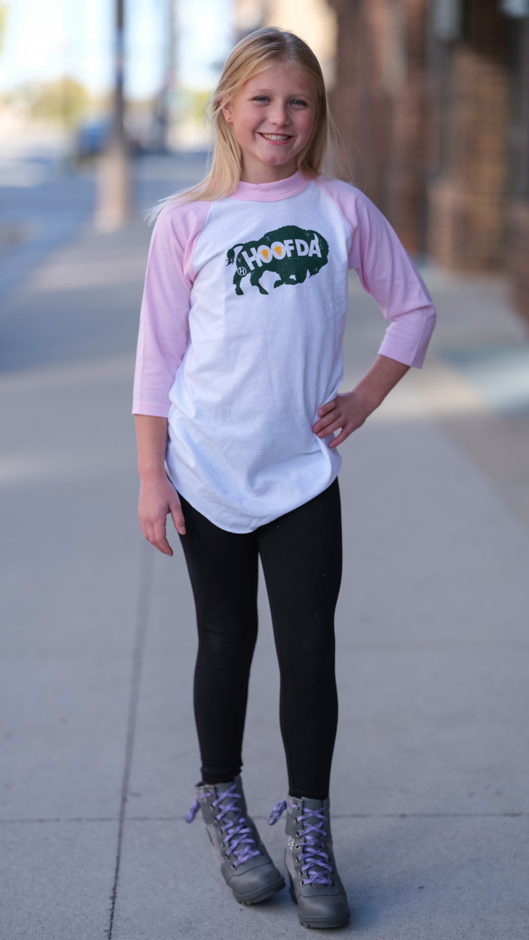 Bison Youth Pink Baseball T-Shirt
