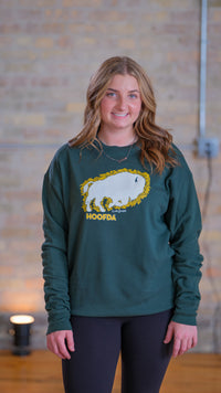 Bison Floral ND Fleece Green Sweatshirt