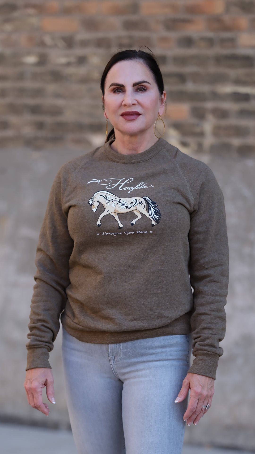 Norwegian Fjord Horse Olive w/rose Sweatshirt