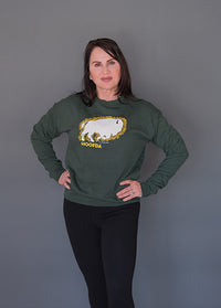 Bison Floral ND Fleece Green Sweatshirt