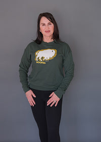 Bison Floral ND Fleece Green Sweatshirt