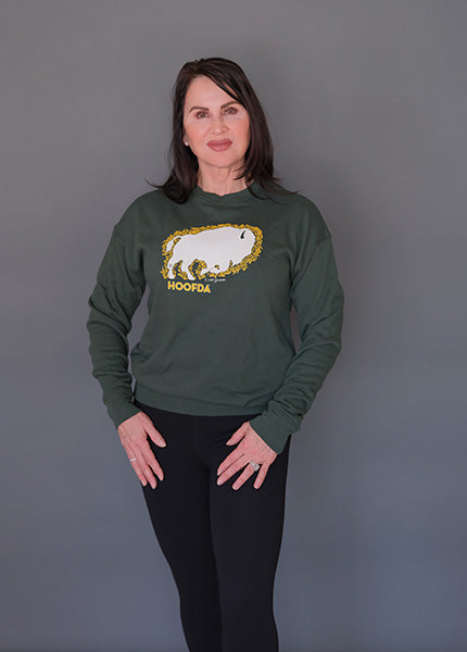 Bison Floral ND Fleece Green Sweatshirt