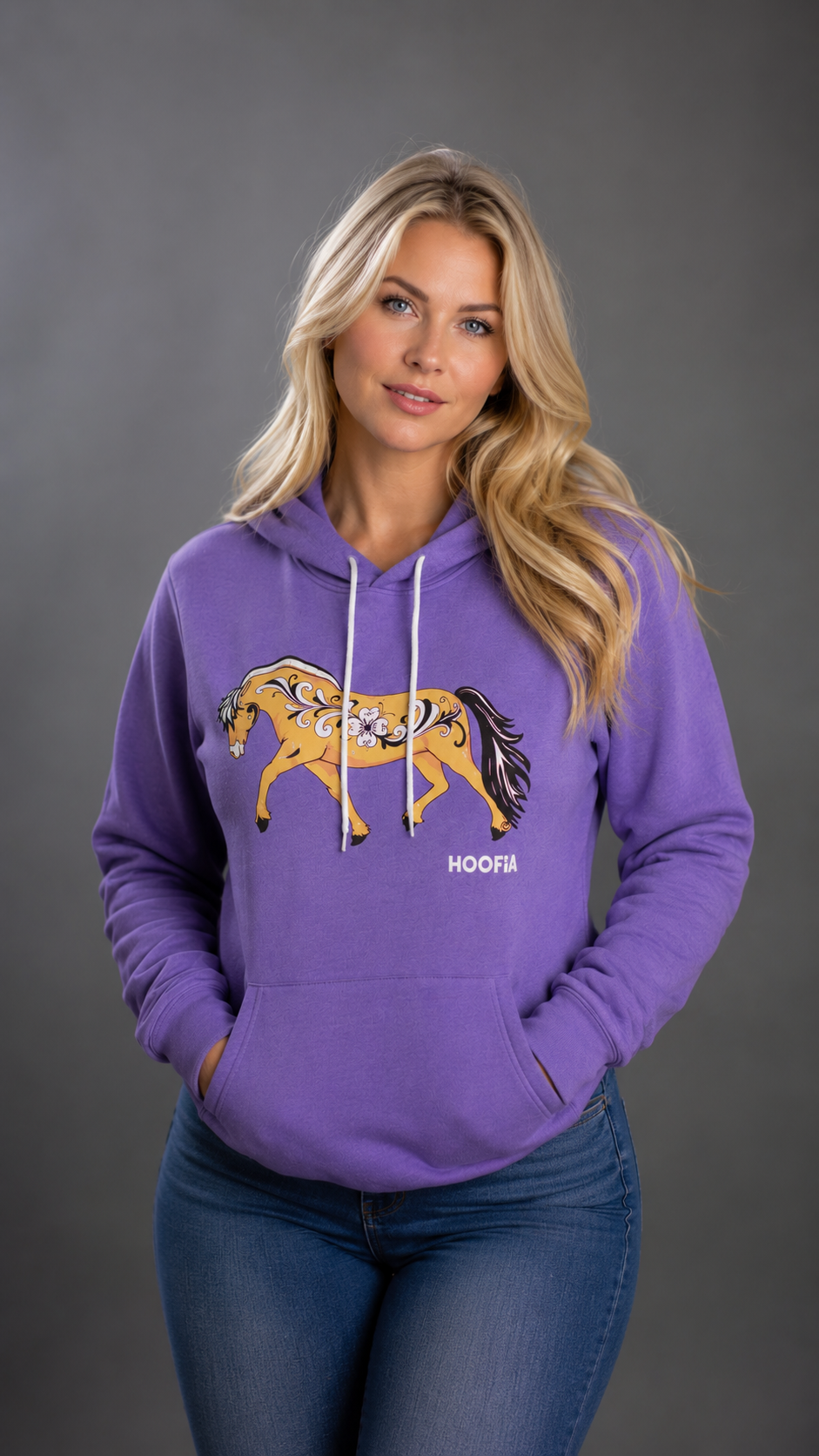 Norwegian Fjord Fleece Hooded Sweatshirt Purple