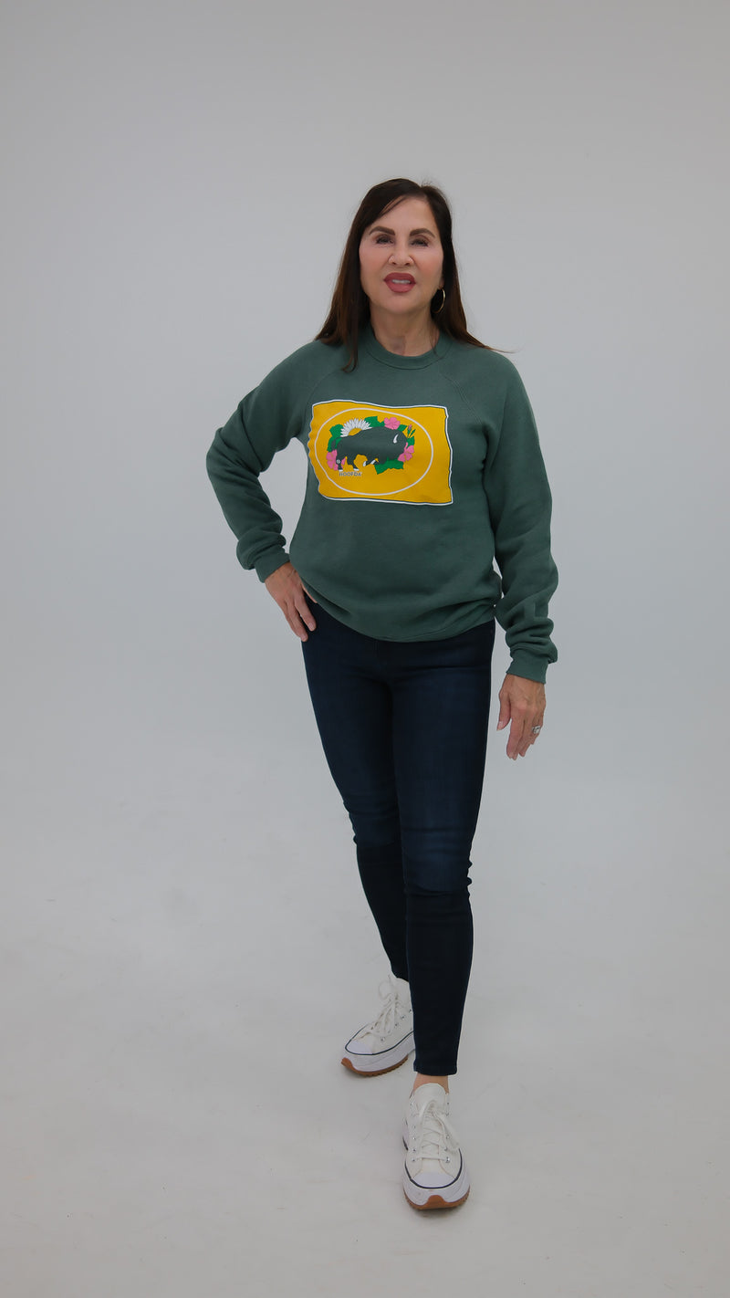 Bison State of North Dakota Prairie Rose Sunflowers Fleece
