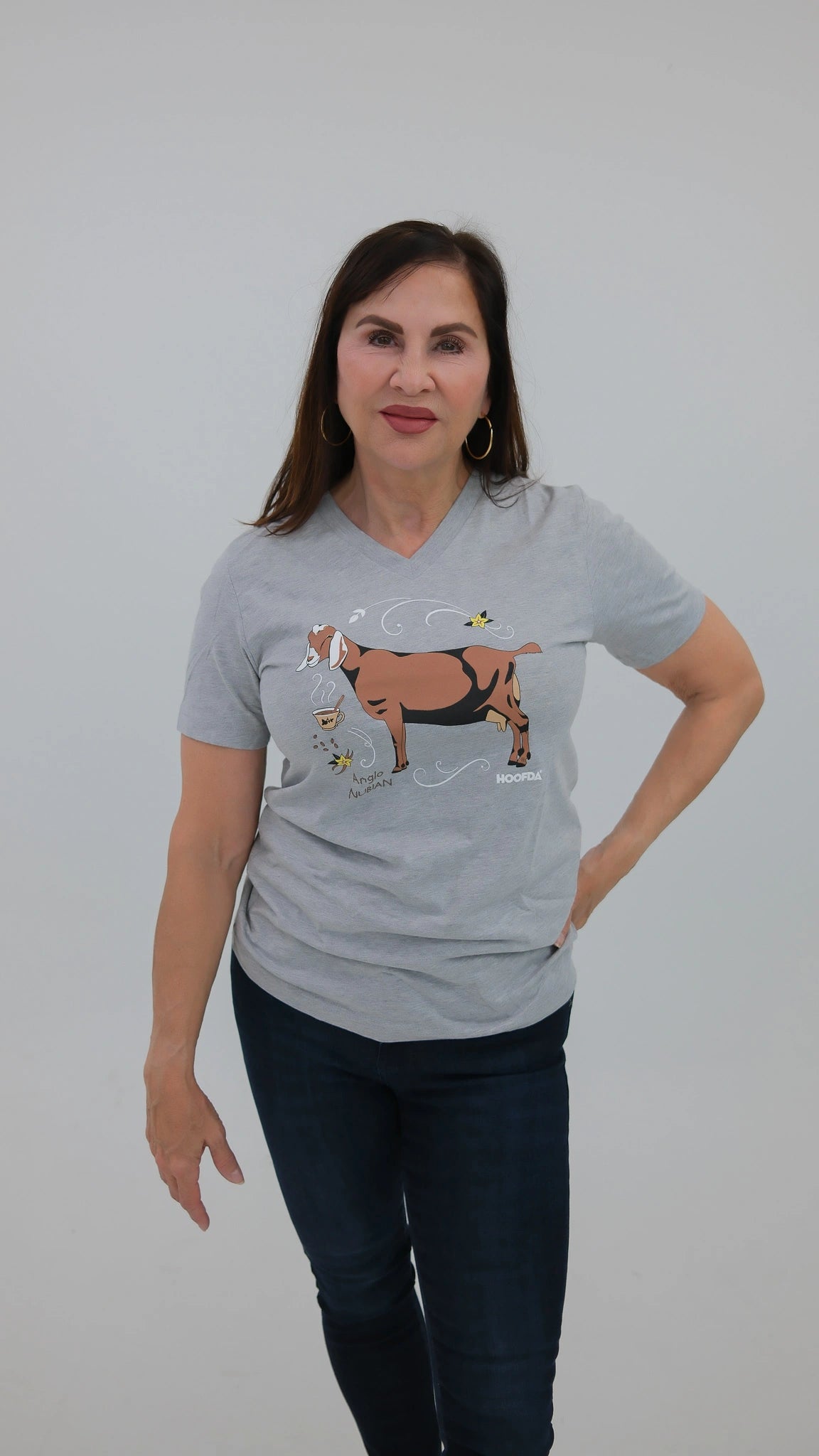 Anglo Nubian Goat vneck shop sleeve Athletic Grey