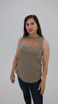 HOOFDA Notched Sleeveless tan tank