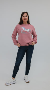 ND Badlands White Horse Rose Fleece Sweatshirt