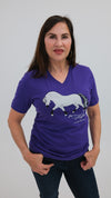 Norwegian "Grey" Fjord Horse V-neck Tee Purple