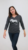 Norwegian "Grey" Fjord Horse 3/4 Sleeve T-Shirt