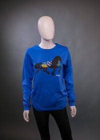 Friesian Horse Long Sleeve Cotton Crew Neck