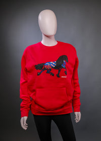 Friesian Horse Front Pouch Fleece Sweatshirt