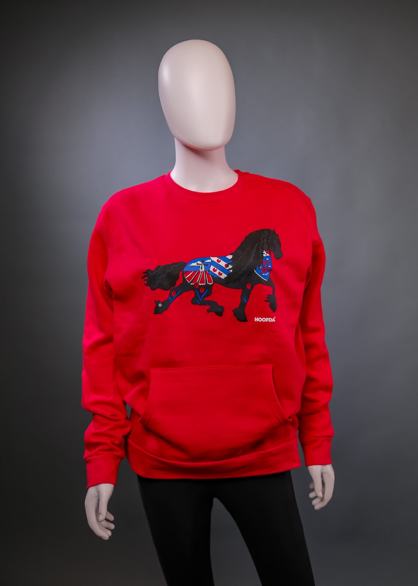 Friesian Horse Front Pouch Fleece Sweatshirt