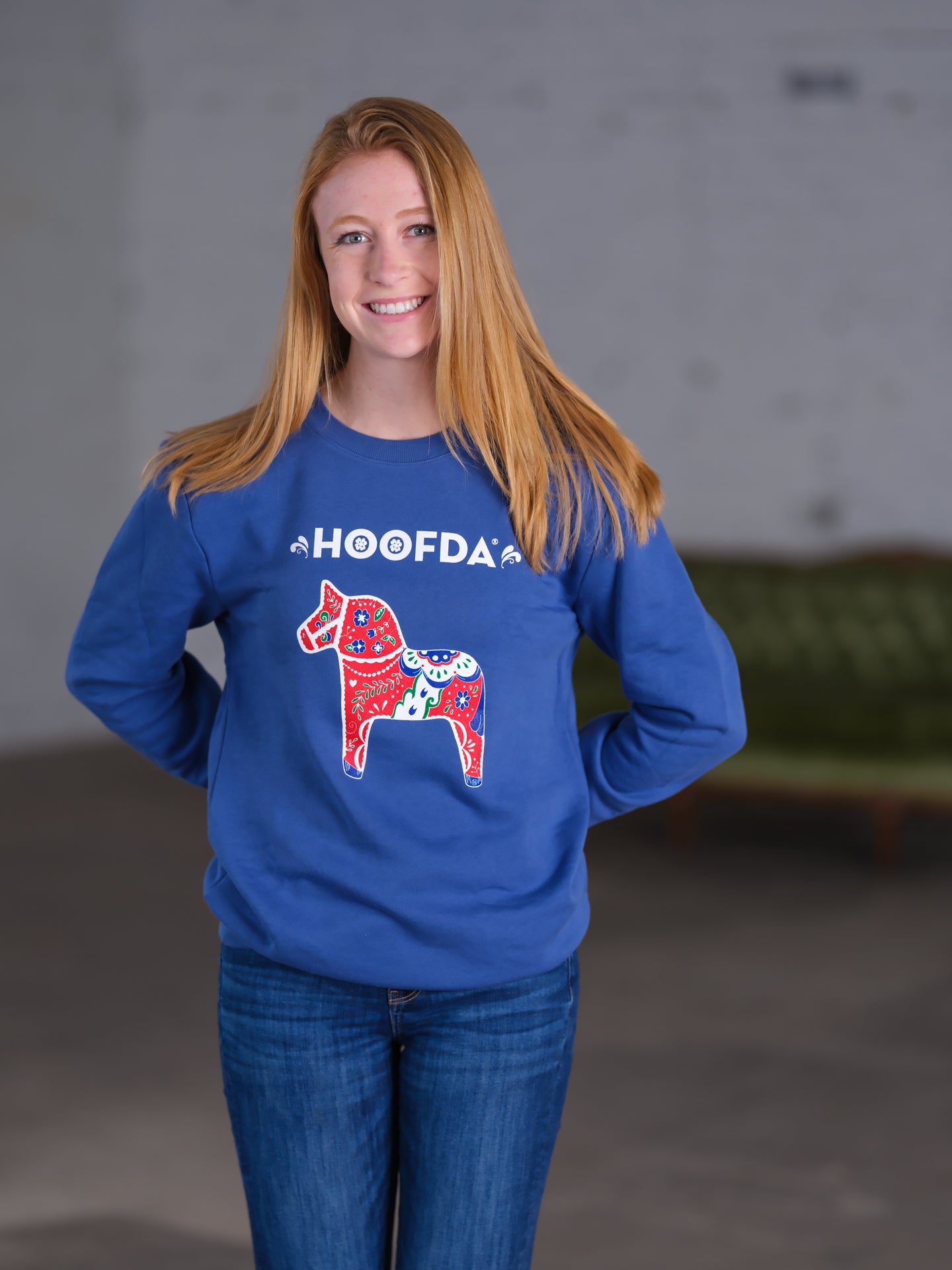 Swedish Artsy Dala Horse Royal Fleece Sweatshirt