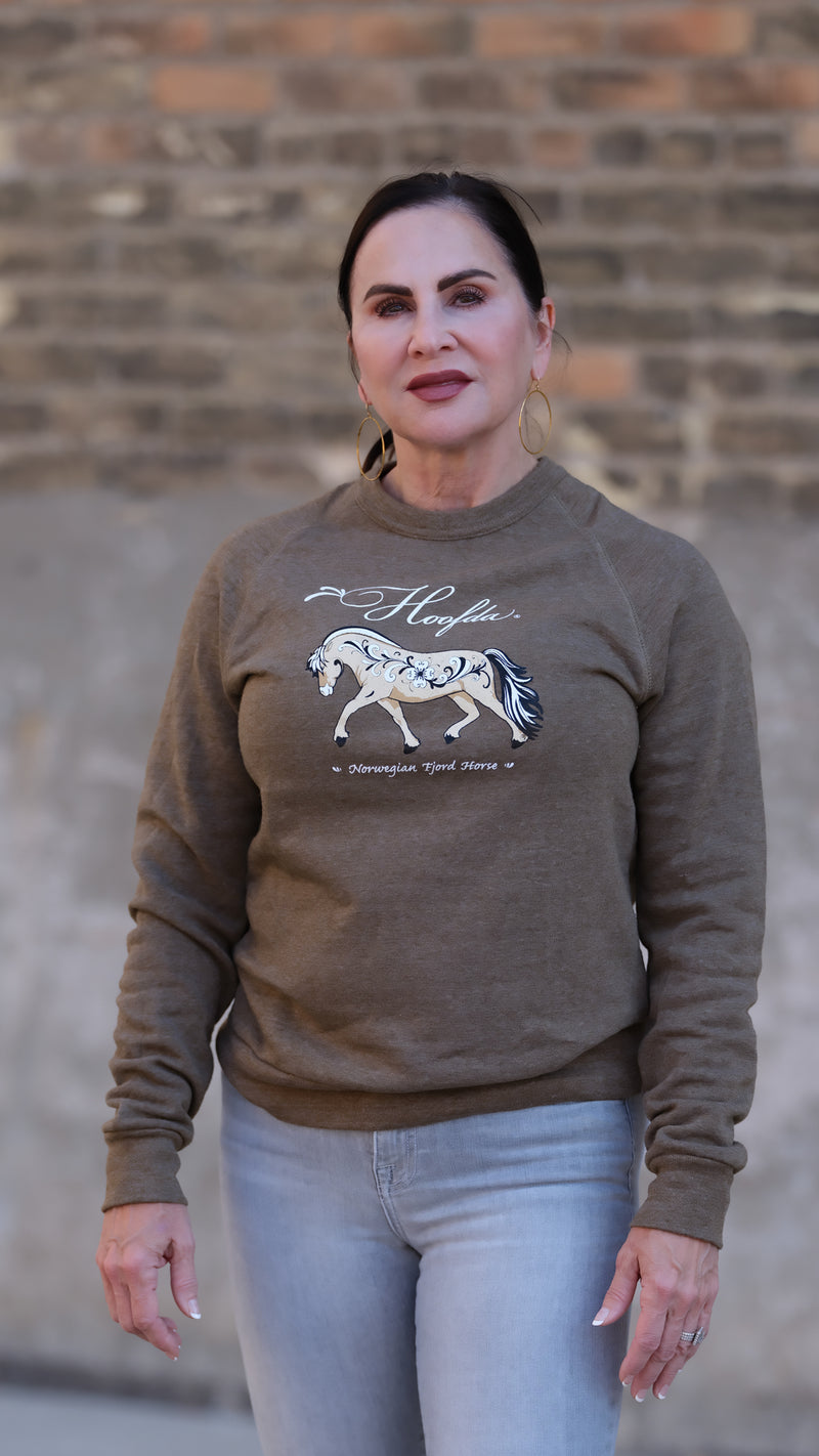 Norwegian Fjord Horse Olive w/rose Sweatshirt