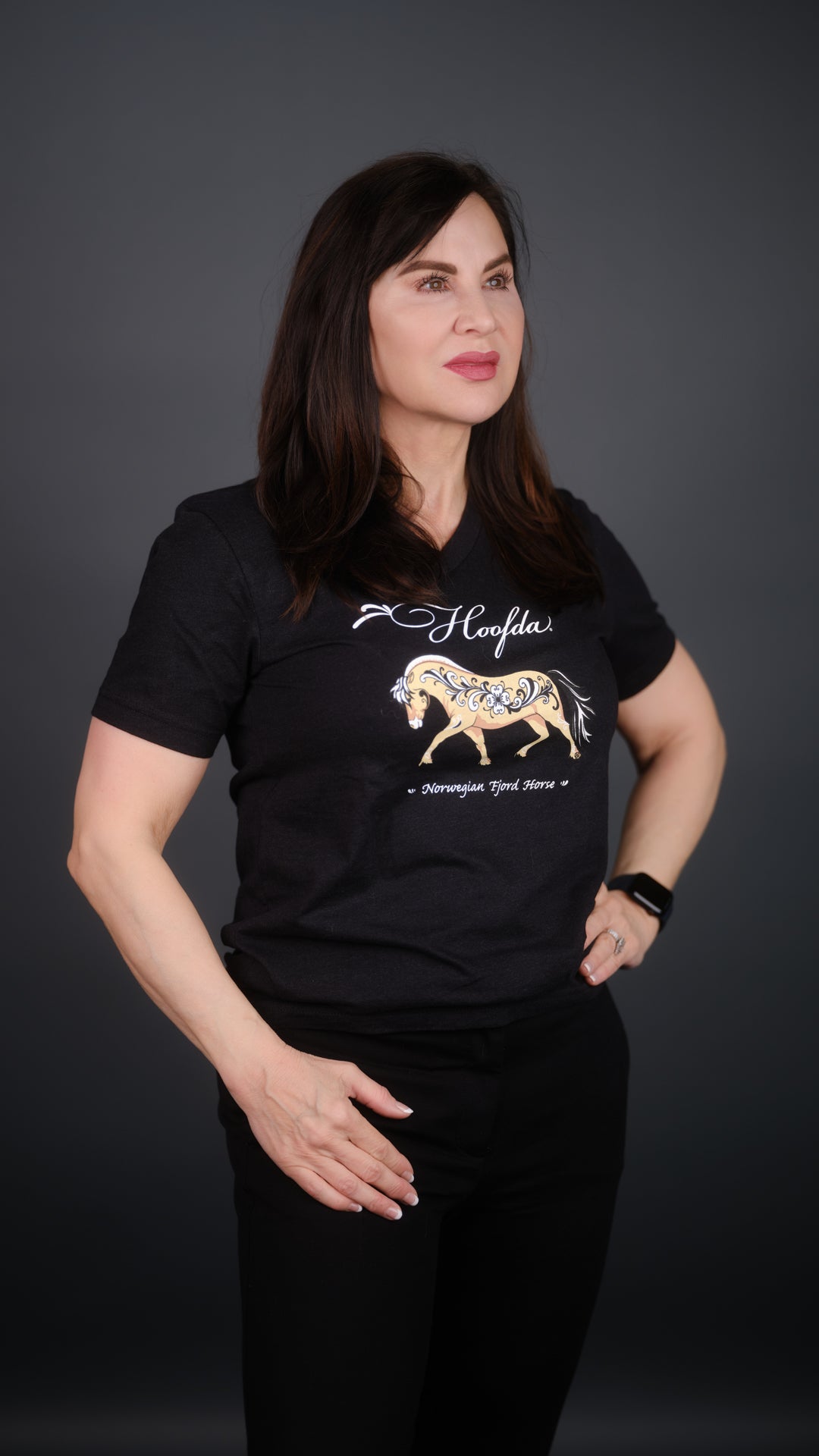 Norwegian Fjord Horse Vneck Black