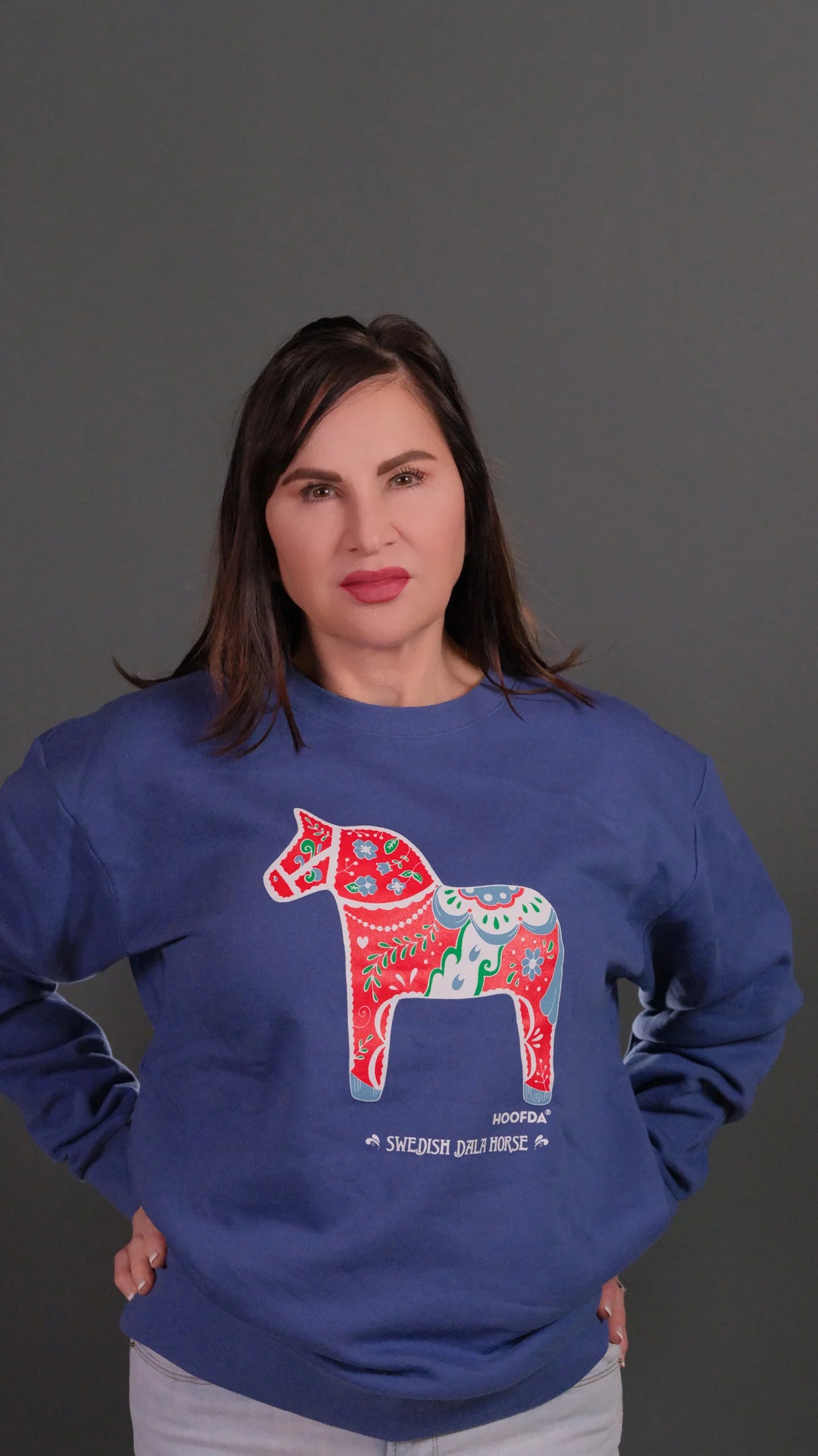 Swedish Artsy Dala Horse Fleece Sweatshirt