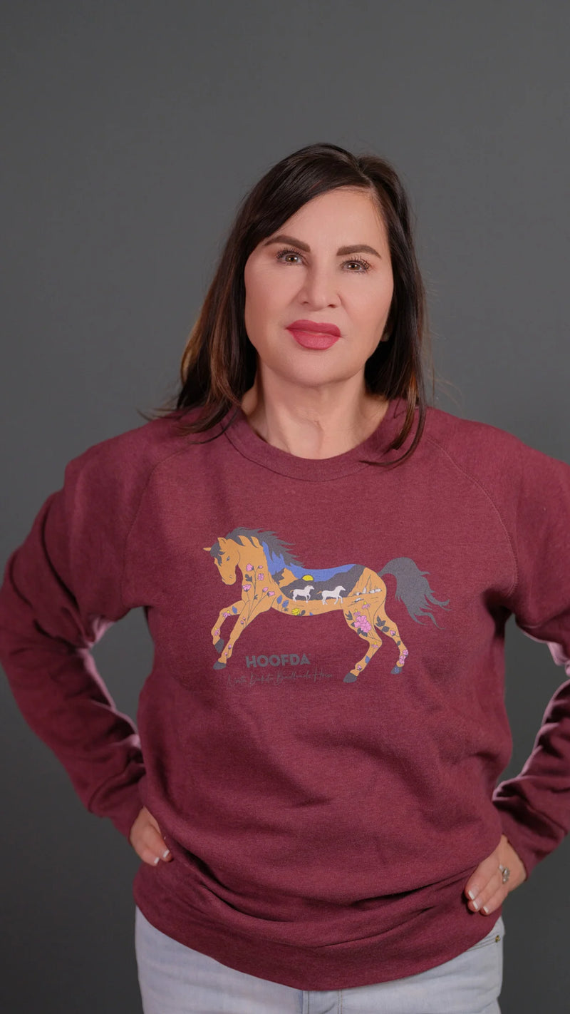 ND Badlands Dun Horse Burgundy Fleece Sweatshirt