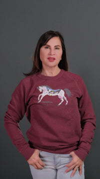 ND Badlands White Horse Burgundy Fleece Sweatshirt