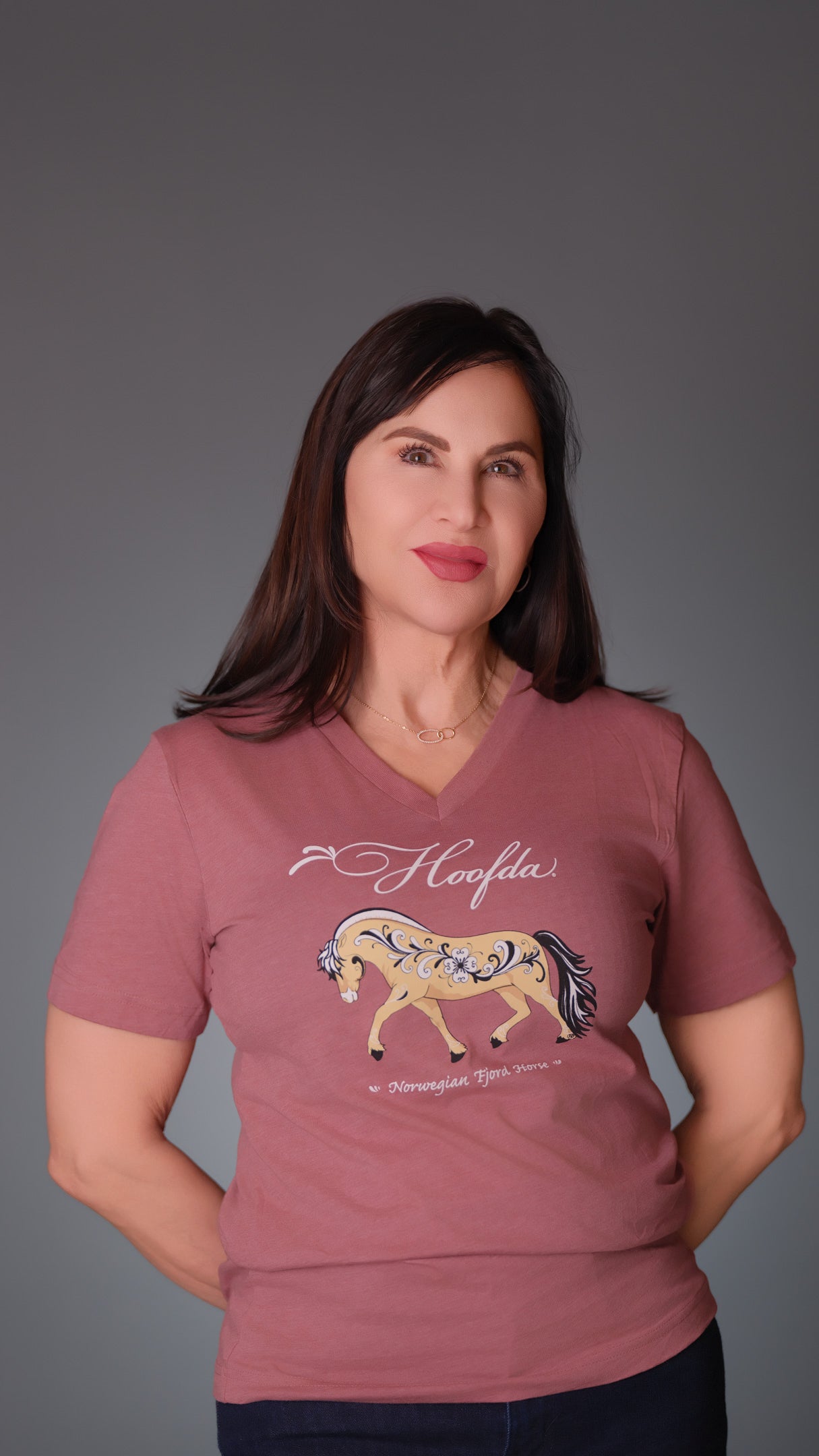 Norwegian Fjord Horse Rose vneck