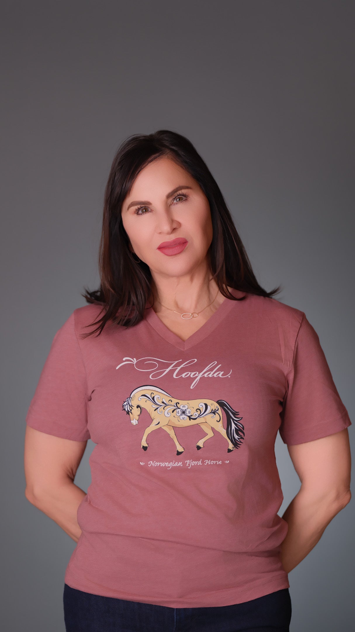 Norwegian Fjord Horse Rose vneck