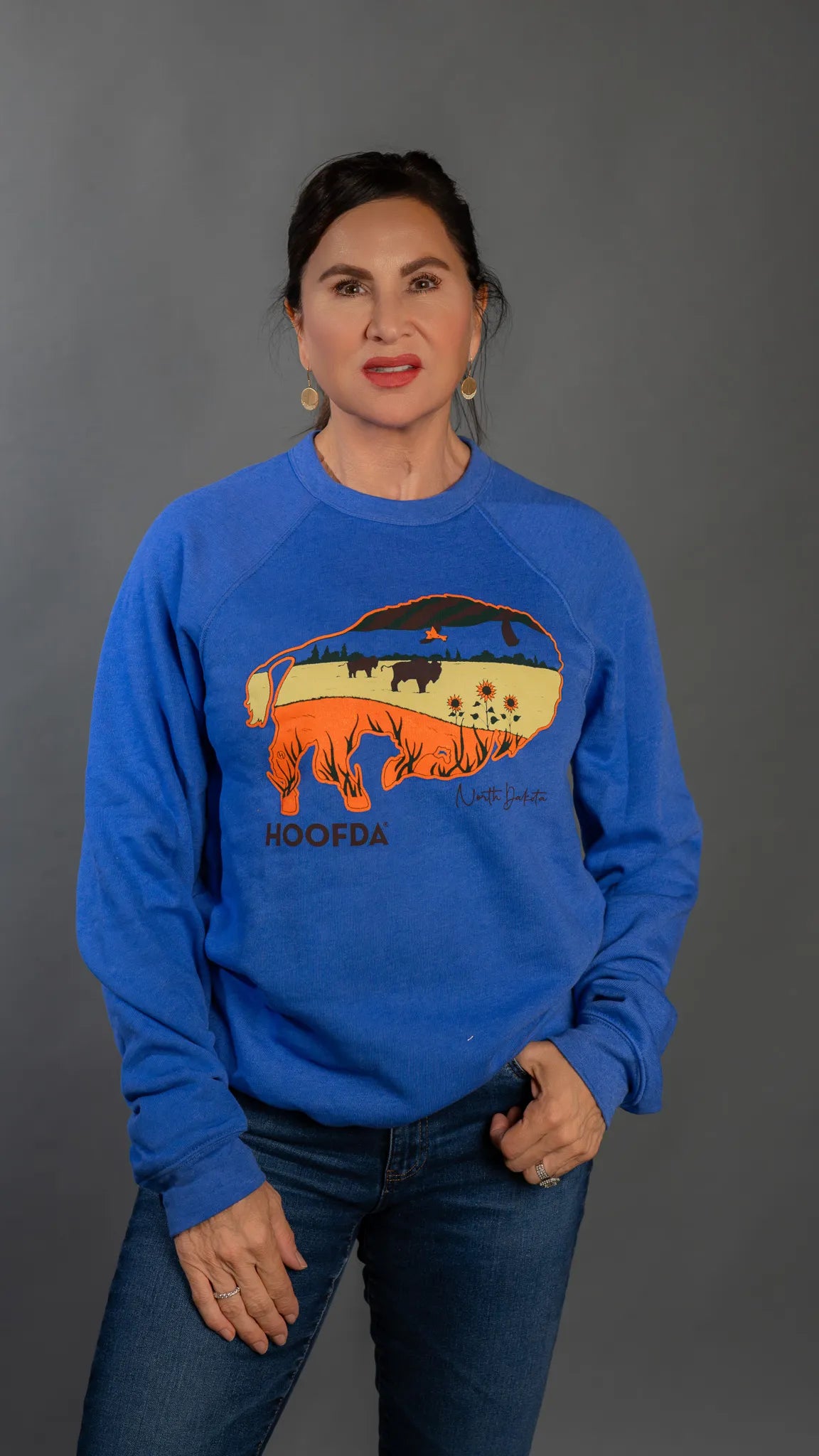 Bison Feels Like Home ND Fleece Sweatshirt Royal