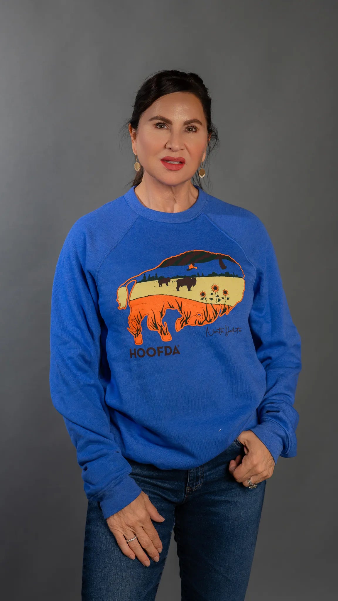 Bison Feels Like Home ND Fleece Sweatshirt Royal