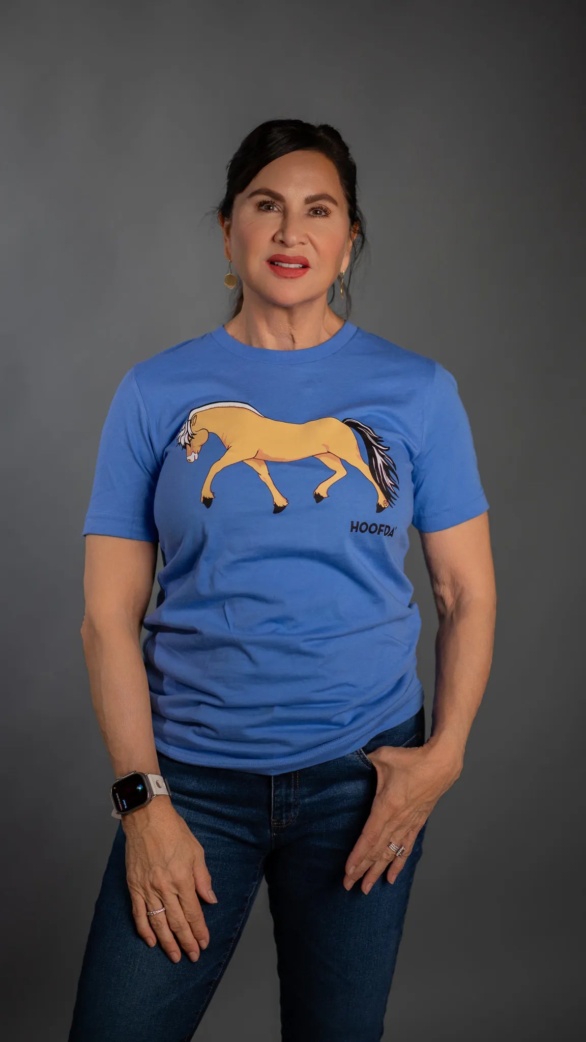 Norwegian Fjord Horse Sky Blue Crew Neck T-Shirt