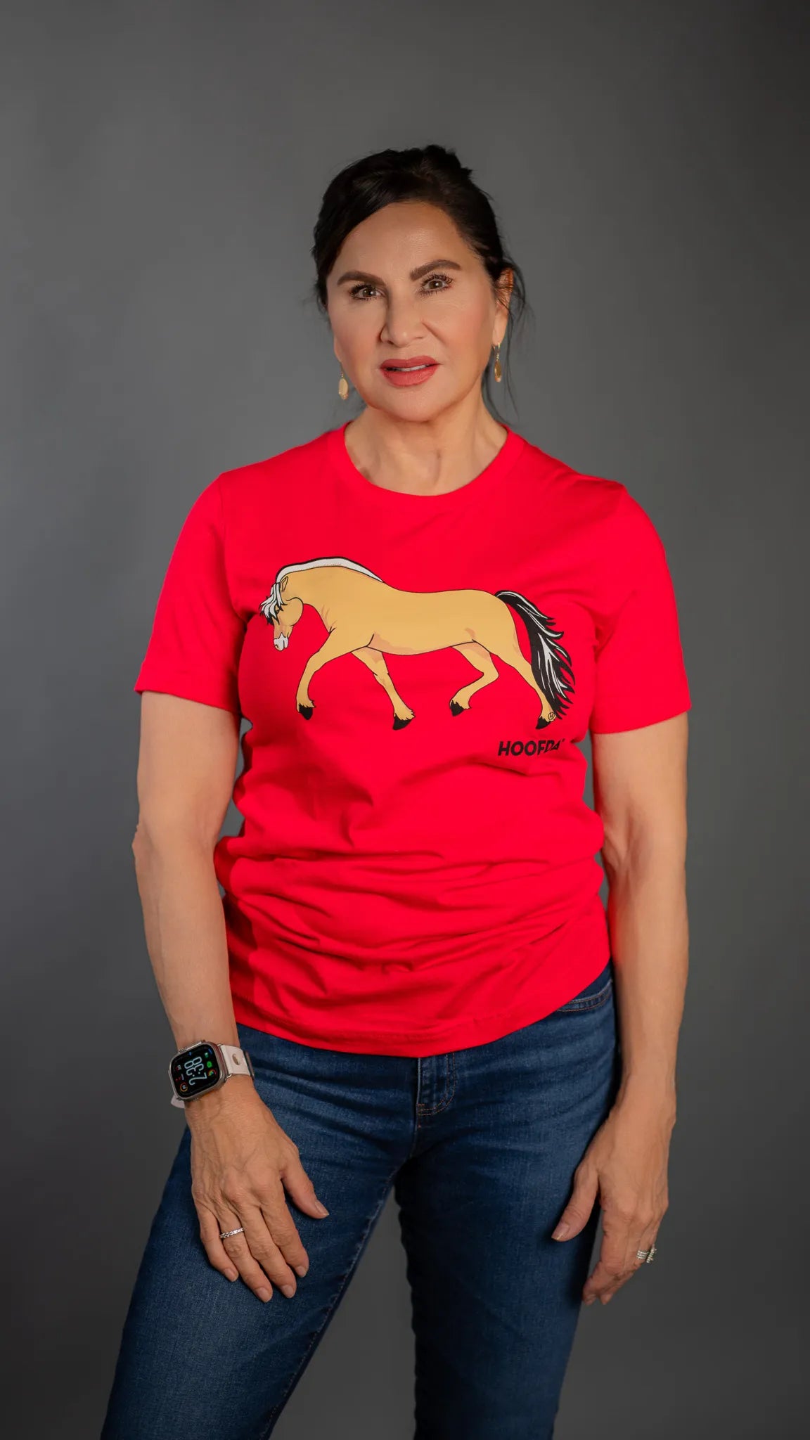 Norwegian Fjord Horse Red Crew Neck T-Shirt