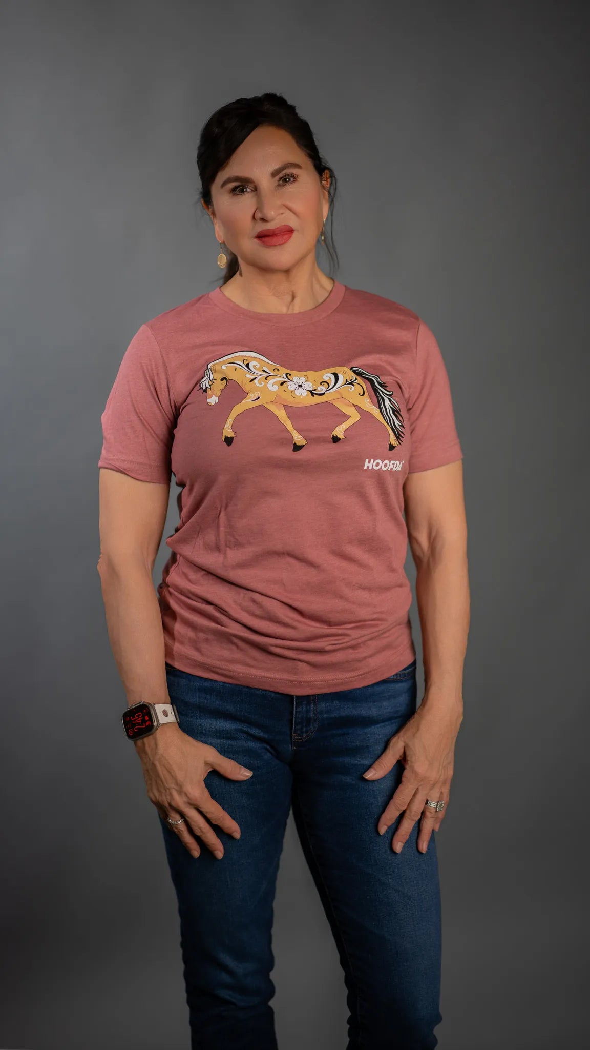 Norwegian Fjord Horse Rosemaling Rose Crew Neck T-Shirt