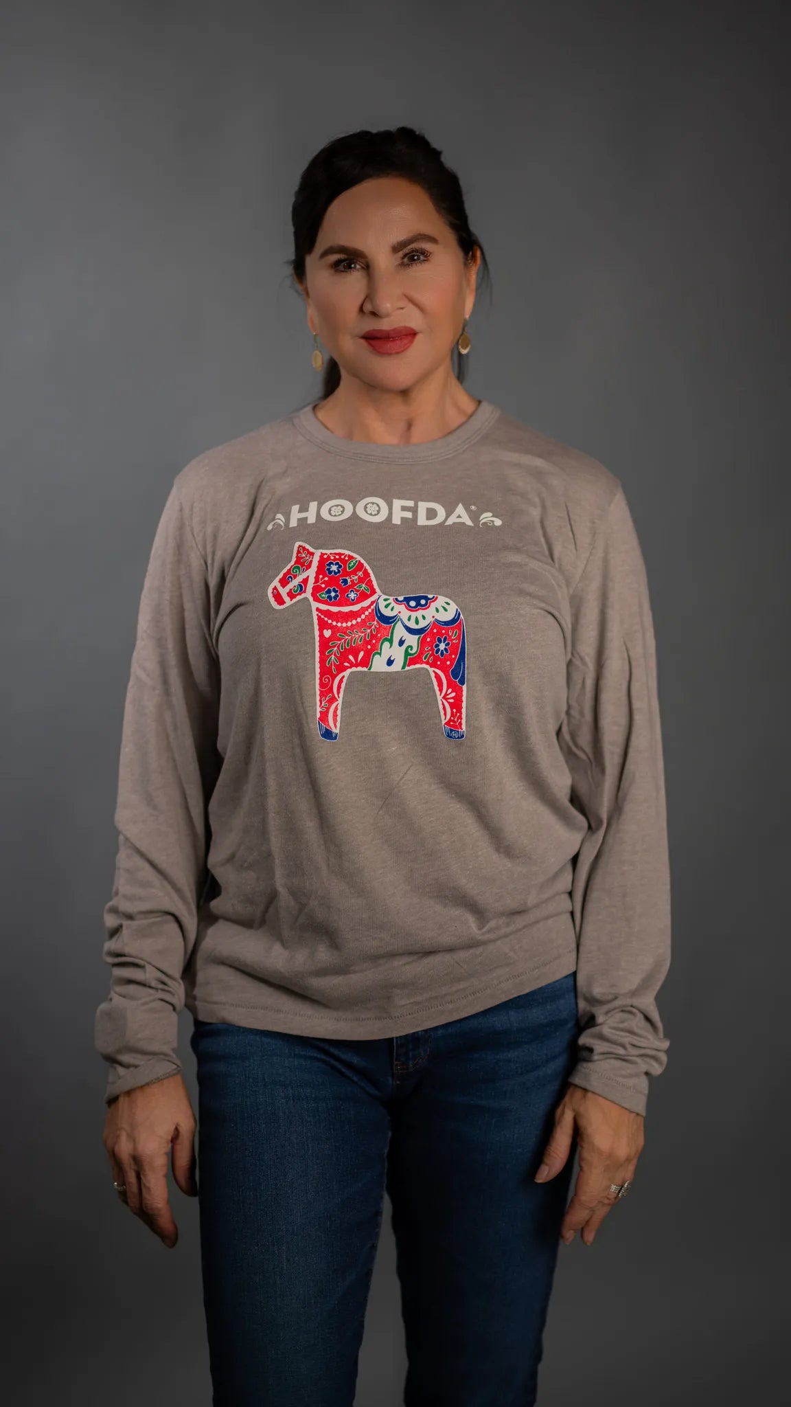 Swedish Artsy Dala Horse T-Shirt Oatmeal