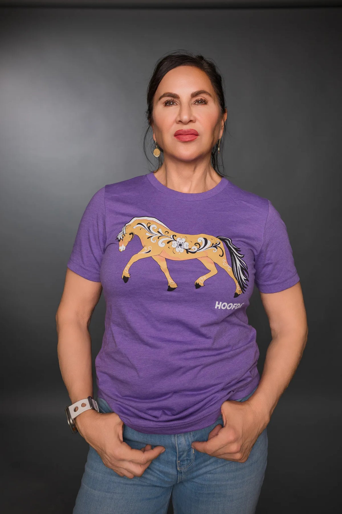 Norwegian Fjord Horse Rosemaling Purple Short Sleeve T-Shirt