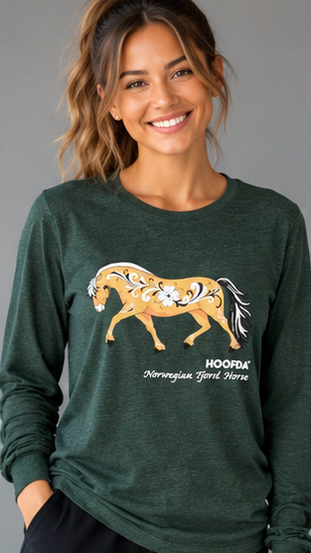Norwegian Fjord Horse Emerald Green Long Sleeve