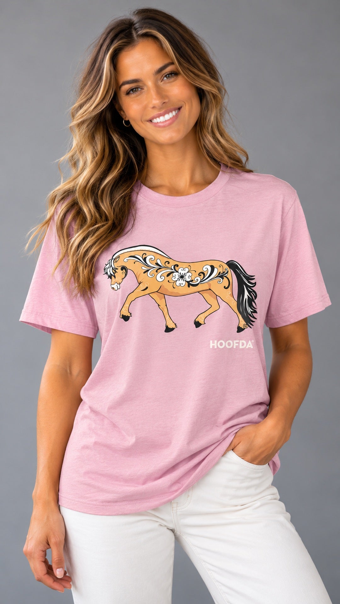 Norwegian Fjord Horse Rosemaling Lilac Short Sleeve T-Shirt