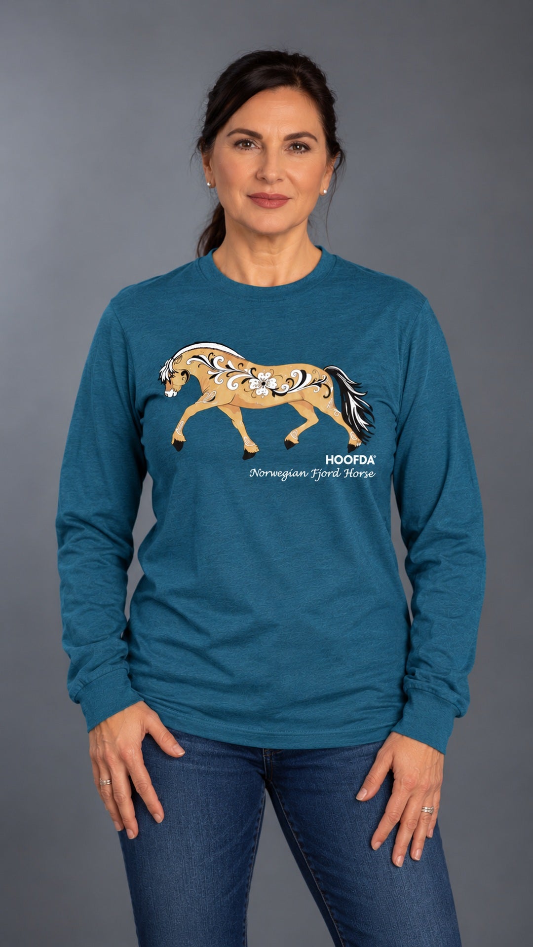 Norwegian Fjord Horse Teal Cuffed Unisex T-shirt