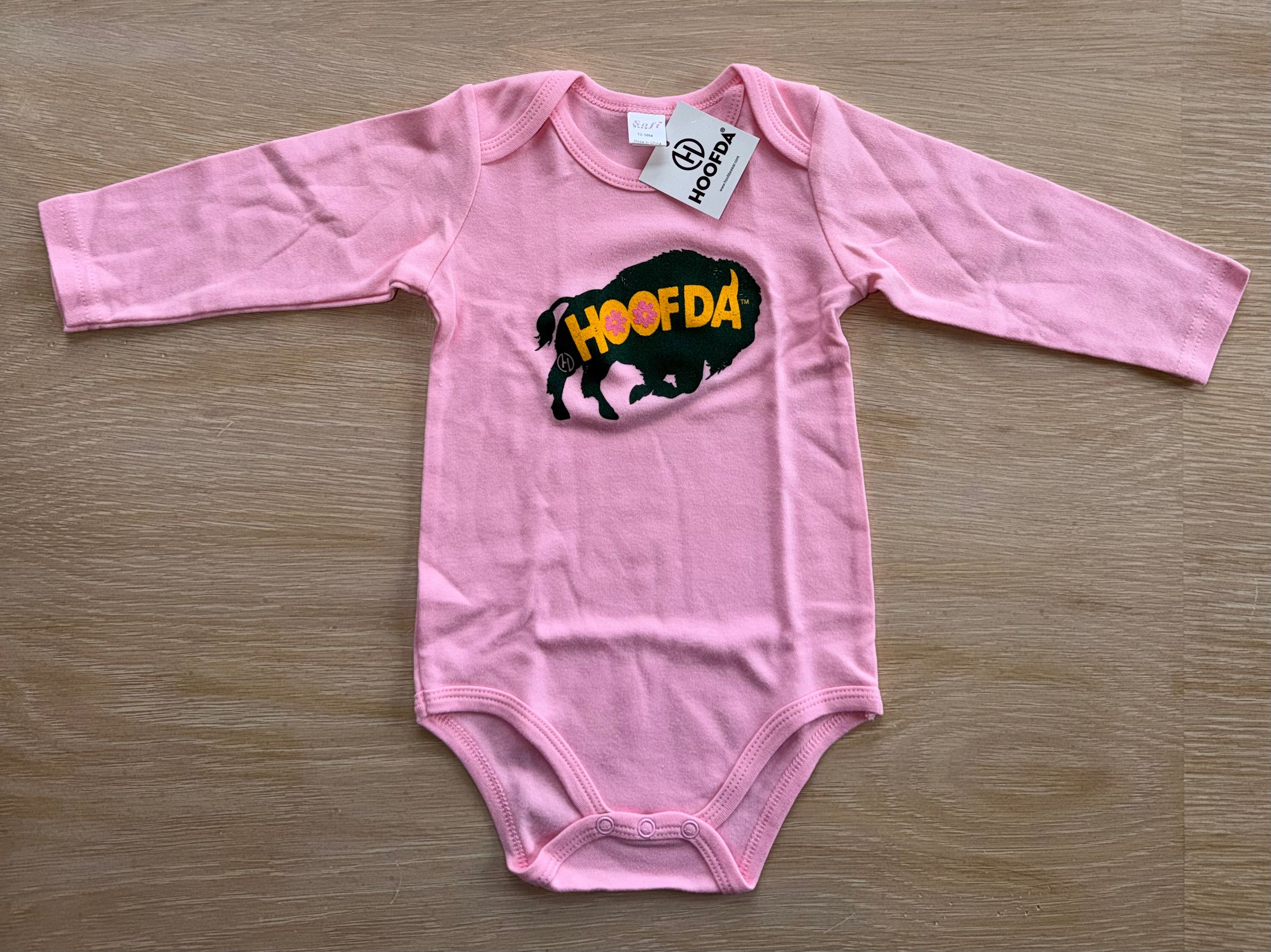 Bison Pink Flower Long Sleeve Onesie