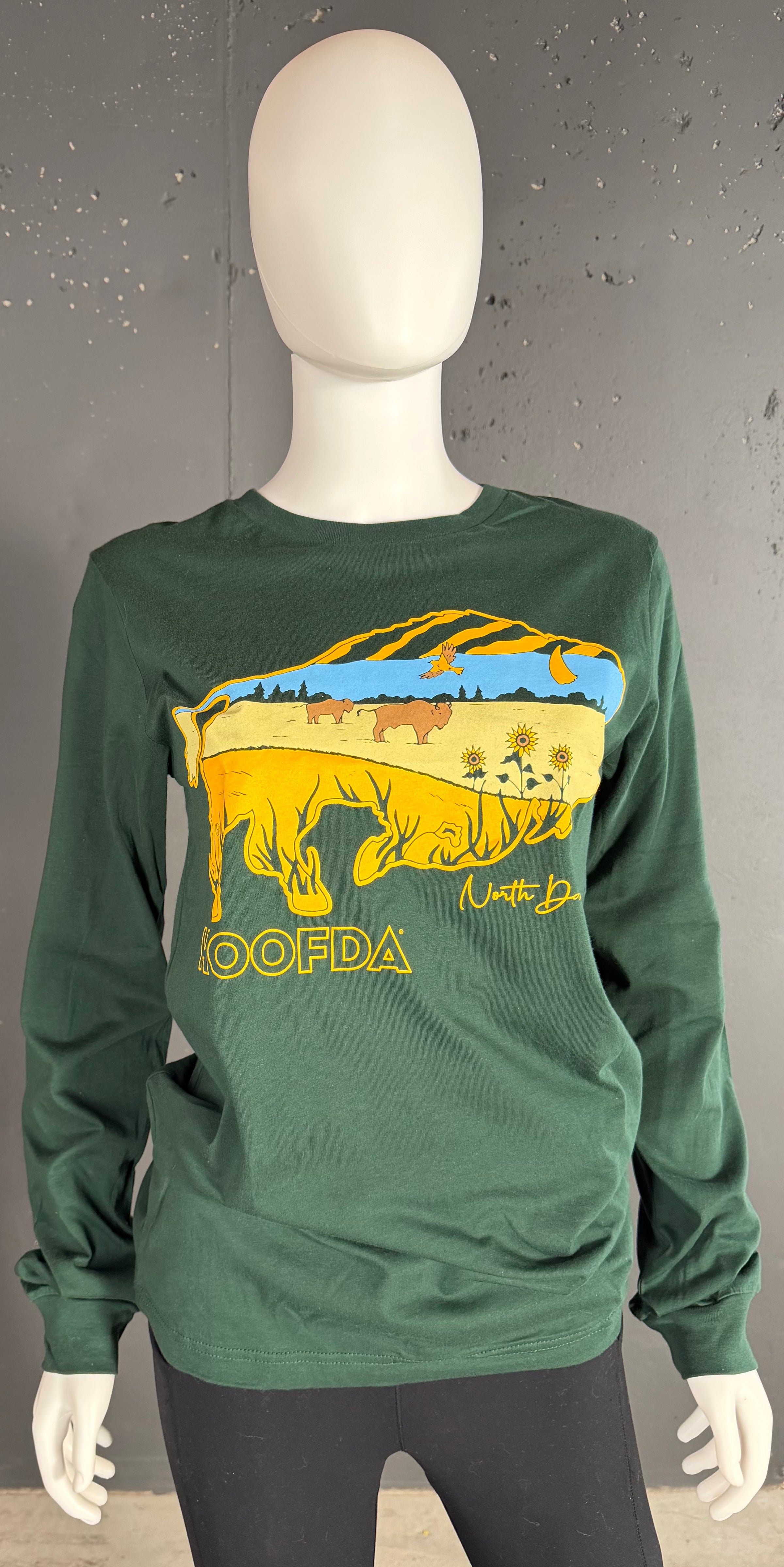Feels Like Home Bison Long Sleeve Forest Green
