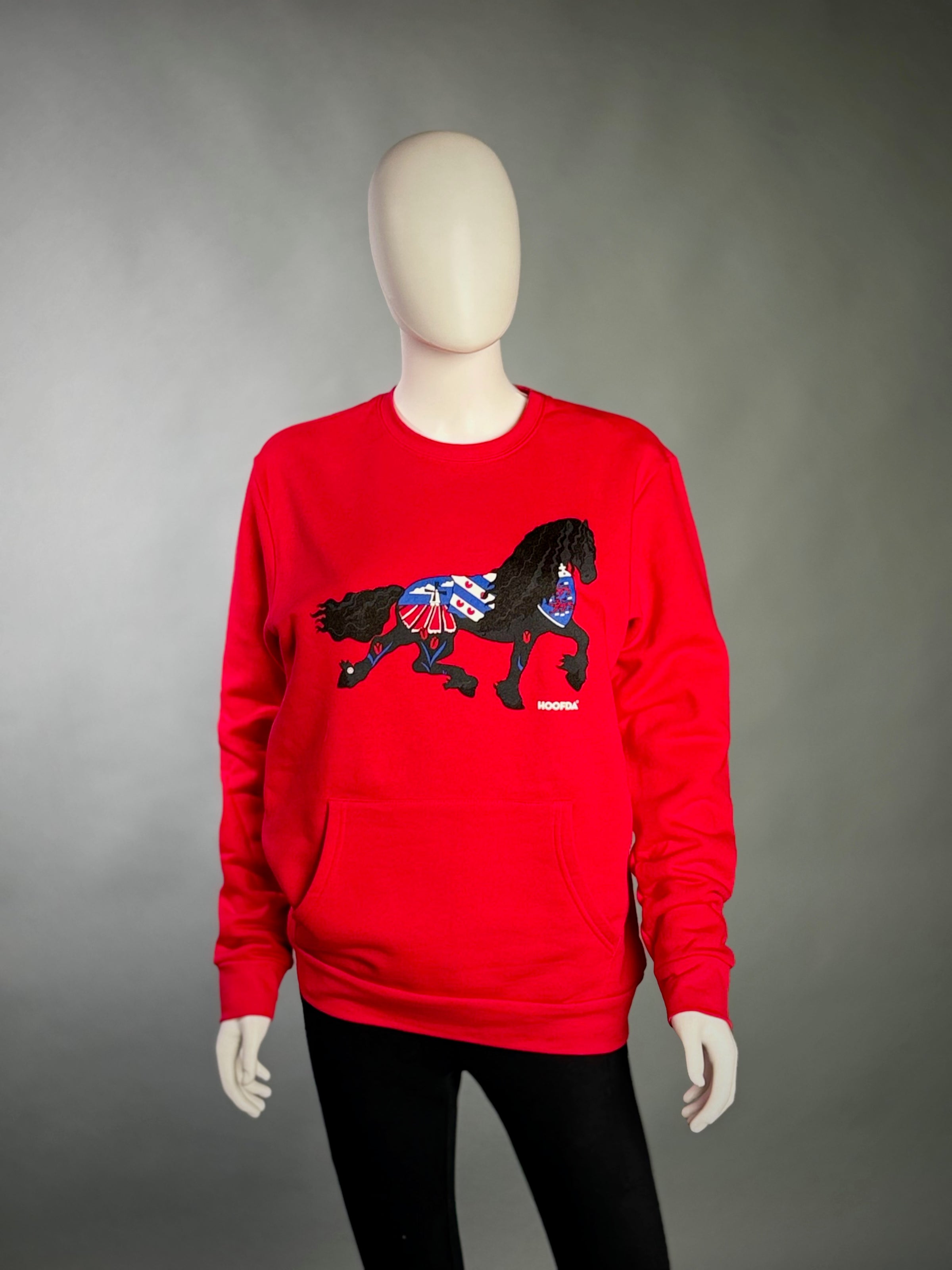 Friesian Horse Front Pouch Fleece Sweatshirt
