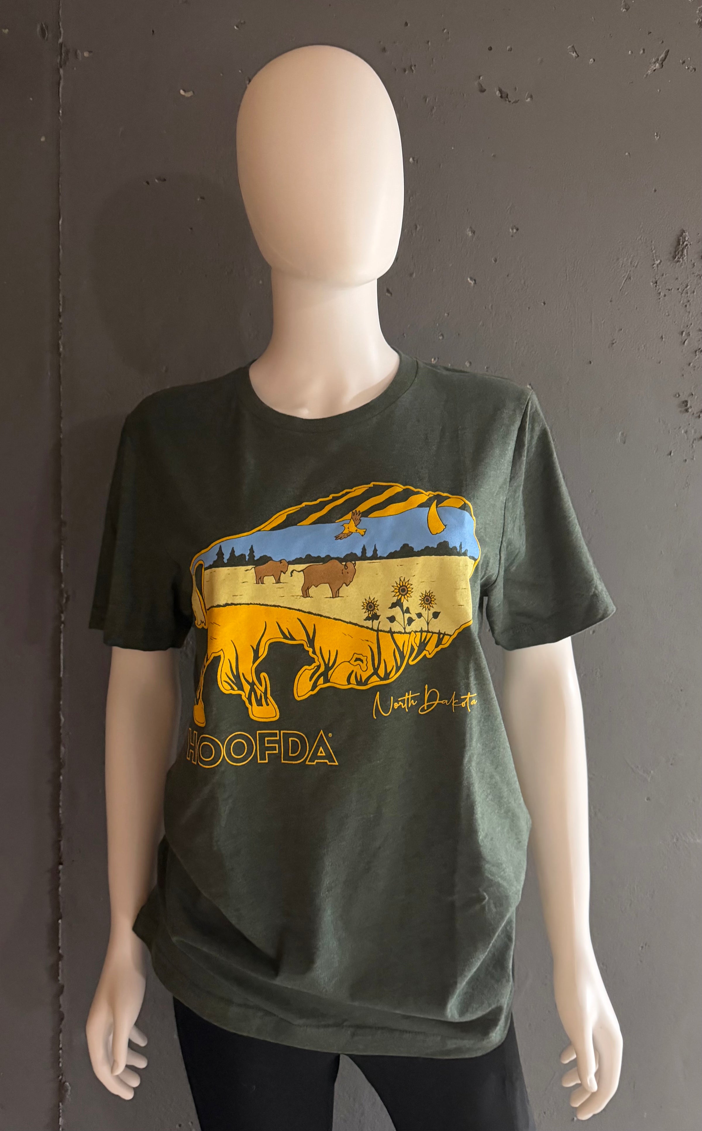 Bison Feels Like Home Heather Forest Green ND Tee