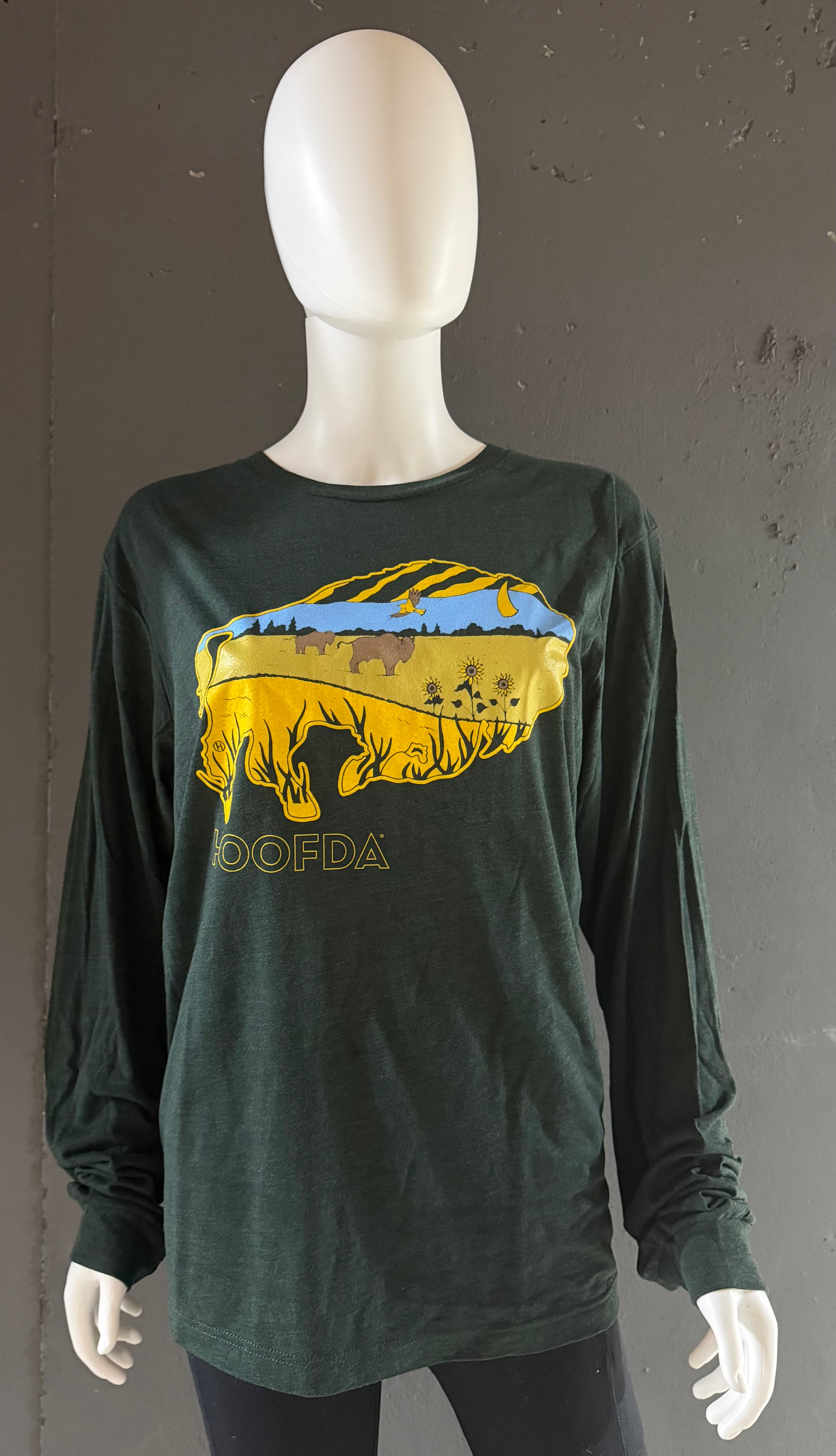 Feels Like Home Bison Long Sleeve Emerald Green Tribled