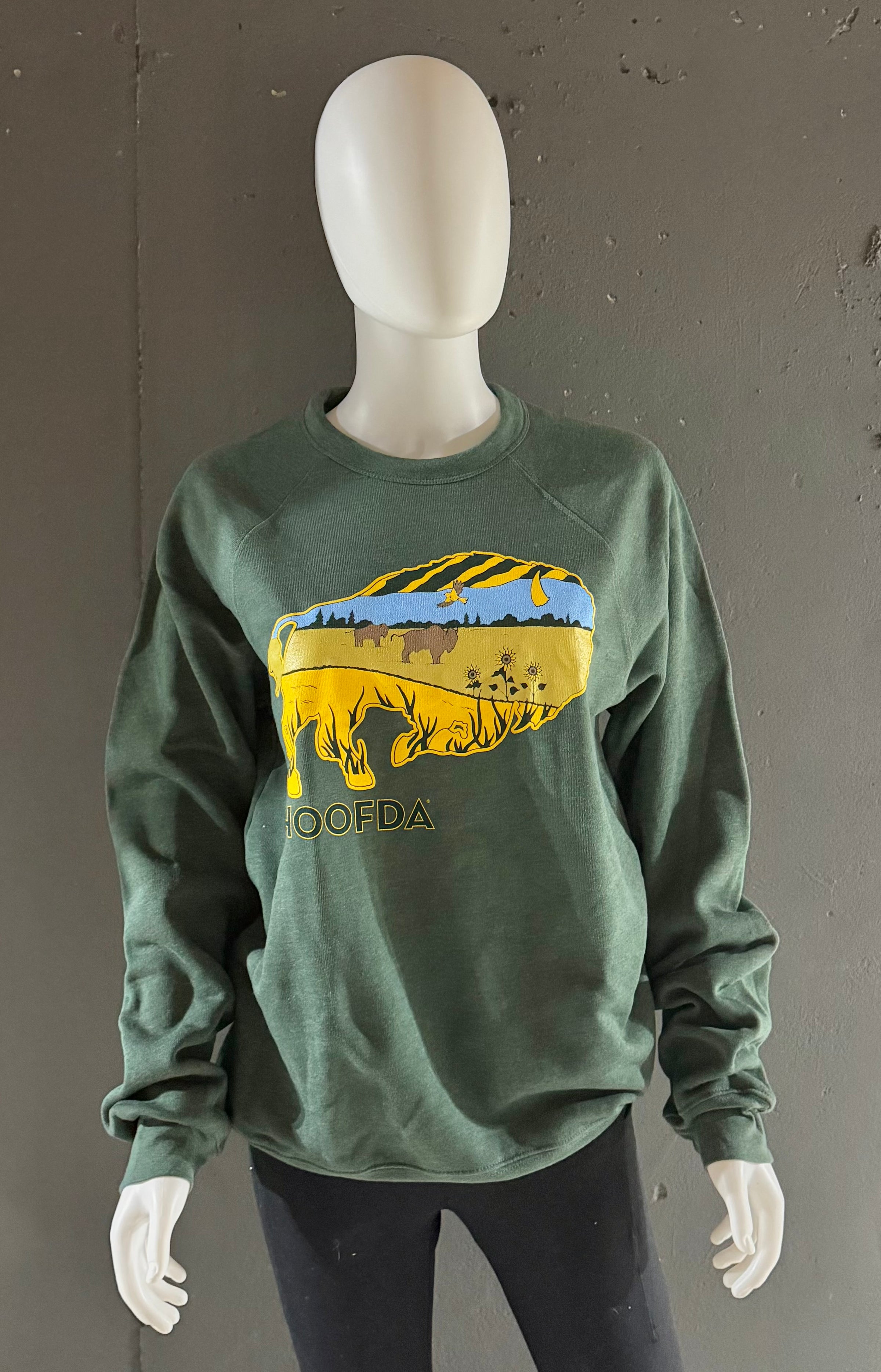 Bison Feels Like Home Fleece Forest Green Sweatshirt