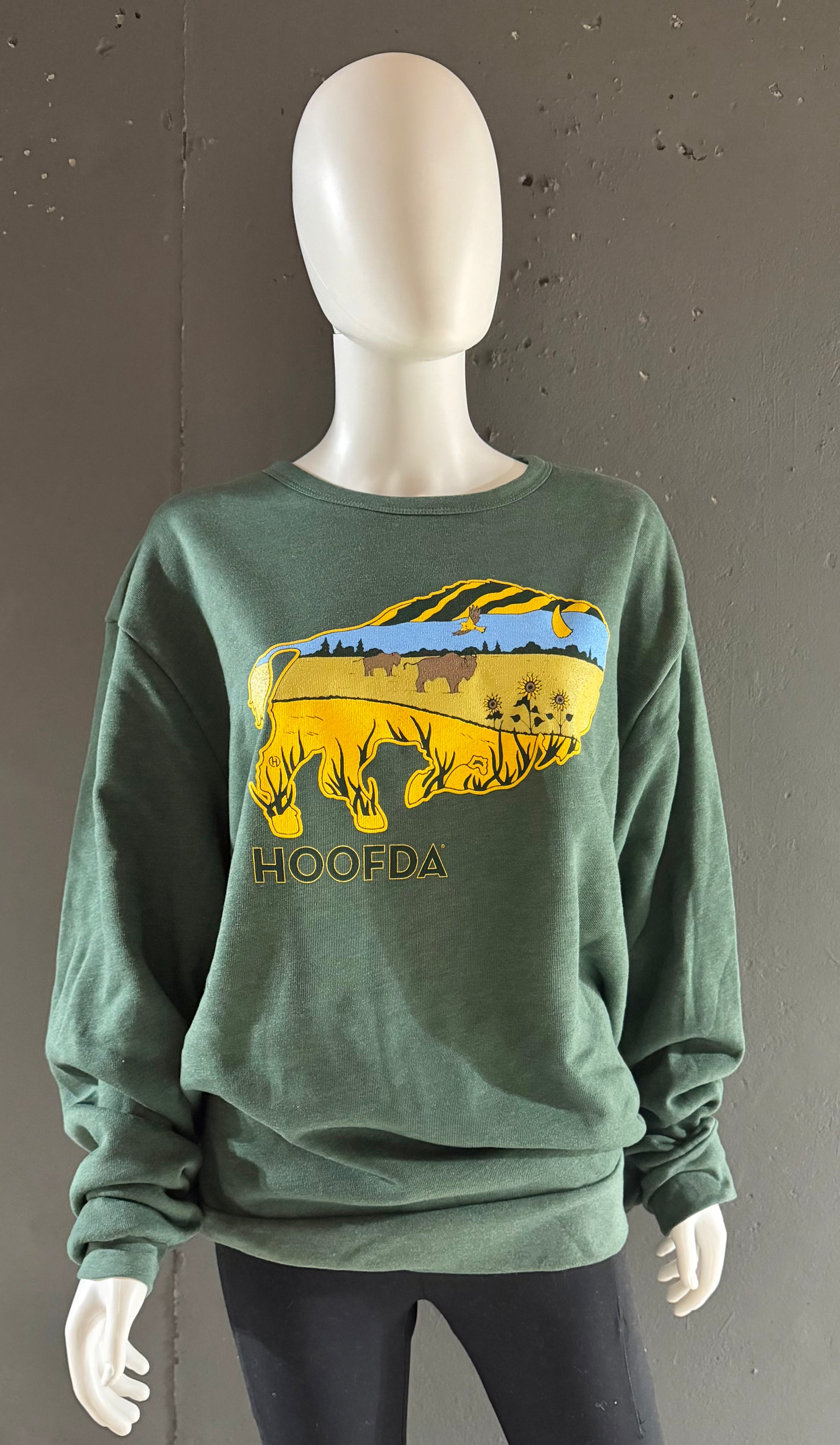 Bison Feels Like Home Fleece Forest Green Sweatshirt