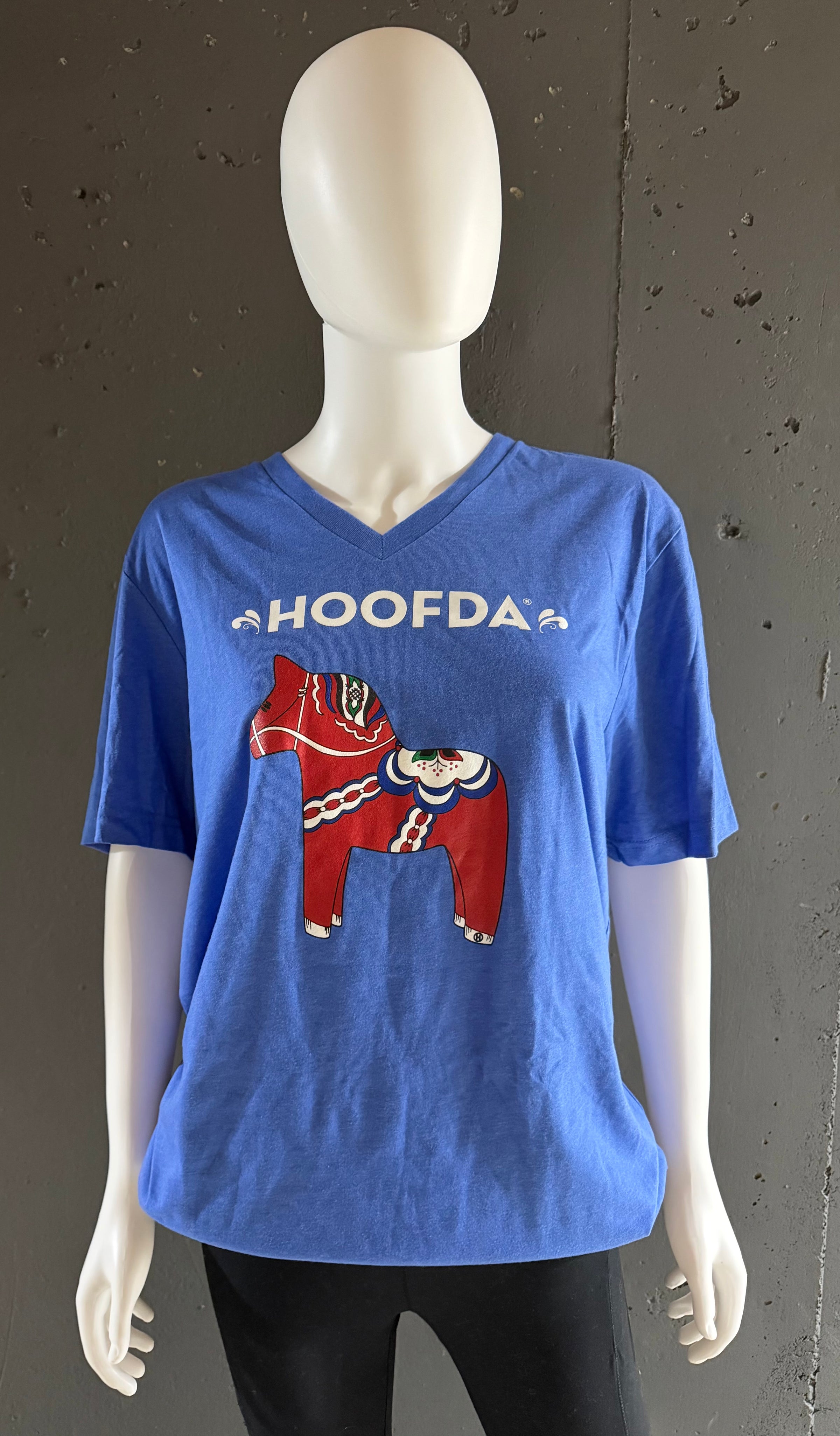 Swedish Traditional Dala Horse  Heather Royal V-Neck