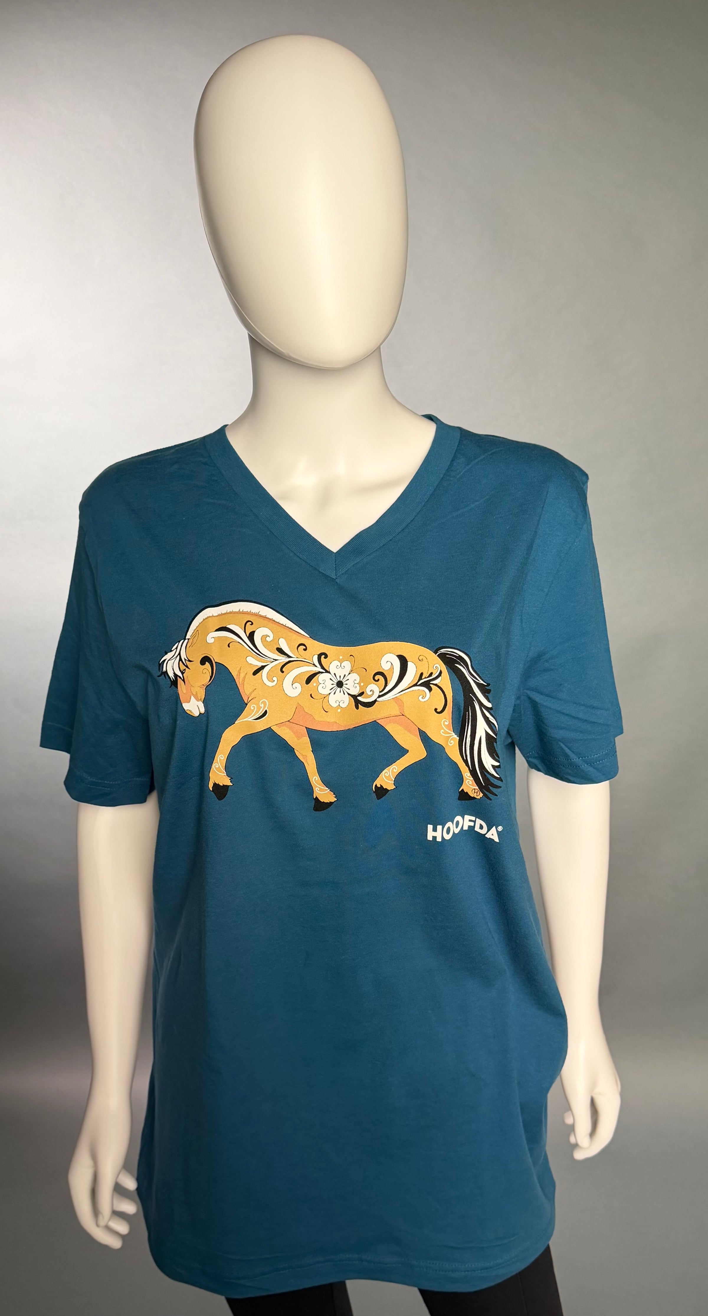Norwegian Fjord Horse Teal v-neck