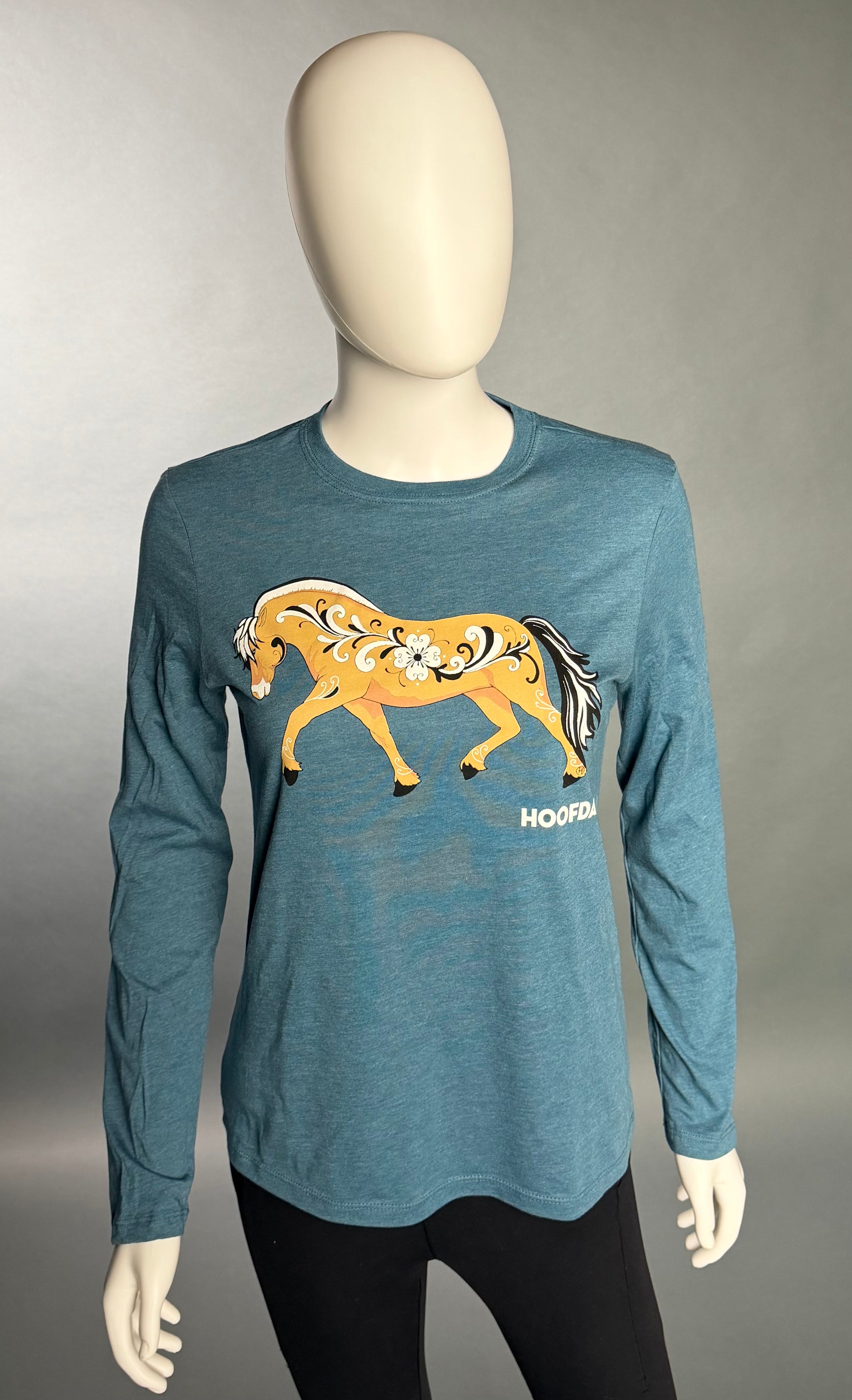 Norwegian Fjord Horse Long Sleeve Teal Women's